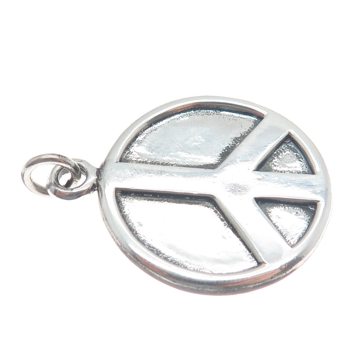 925 Sterling Silver Vintage Peace Symbol Round Tag Pendant