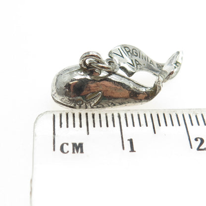 PACIFIC JEWELRY 925 Sterling Silver Vintage "Virginia Beach" Whale Charm Pendant