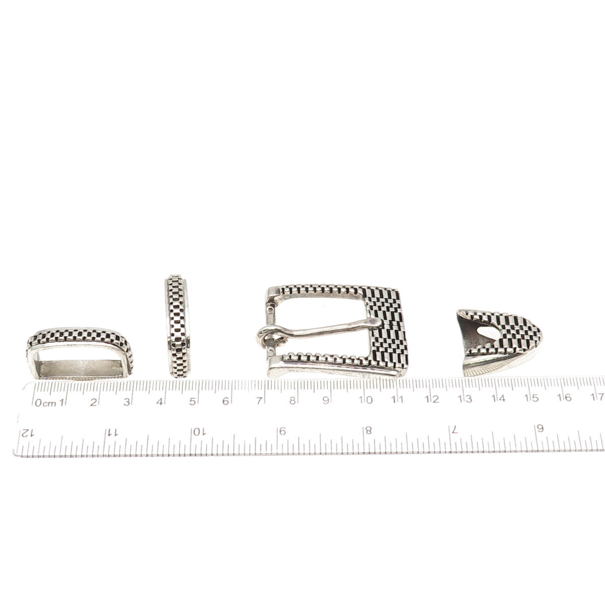 Bandero 925 Sterling Silver Vintage Oxidized 4-Piece Belt Buckle