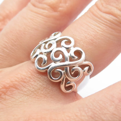 925 Sterling Silver Vintage Swirl Ring Size 6.25