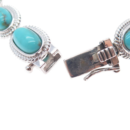 JACKSON HOLE 925 Sterling Silver Vintage Real Tyrone Turquoise Bracelet 8"