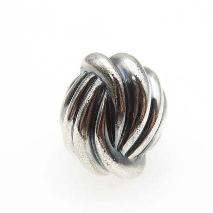 925 Sterling Silver Vintage Modernist Ribbed Oxidized Ring Size 5.75