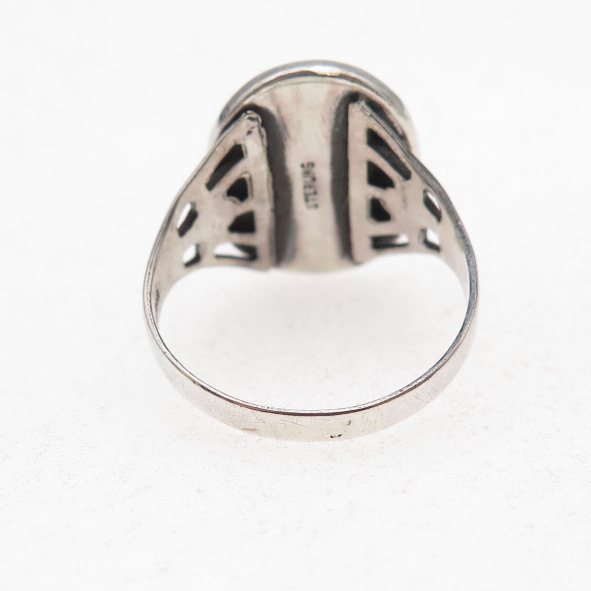 925 Sterling Silver Antique Art Deco Real Jasper Oxidized Ring Size 8.25