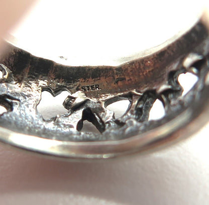 925 Sterling Silver Vintage Spade & Heart Playing Cards Band Ring Size 6.5