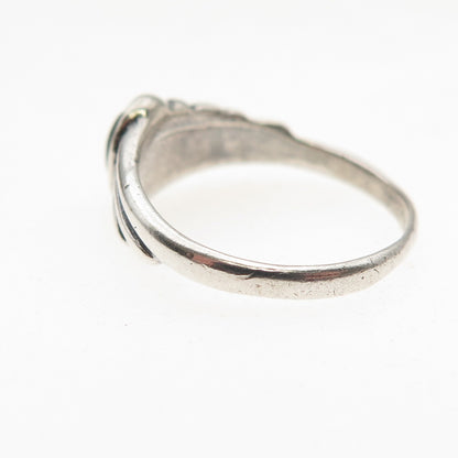 925 Sterling Silver Vintage Real Malachite Oxidized Ring Size 6
