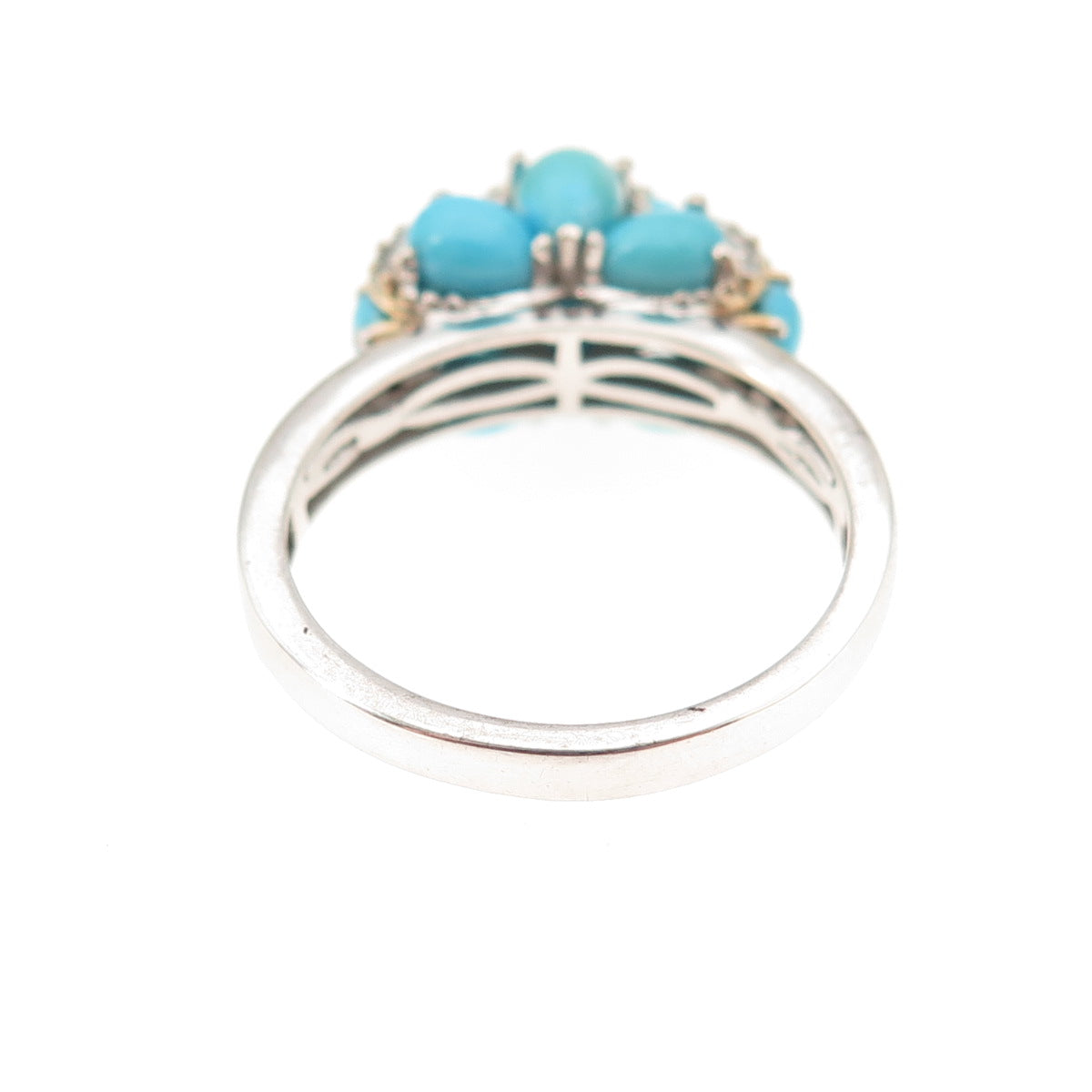 Chuck Clemency 925 Sterling Silver Real Turquoise Spinel White Topaz Ring Size 8