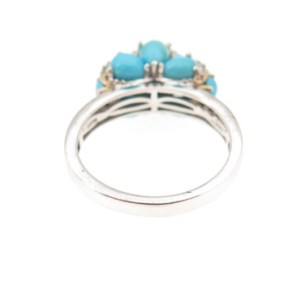 Chuck Clemency 925 Sterling Silver Real Turquoise Spinel White Topaz Ring Size 8