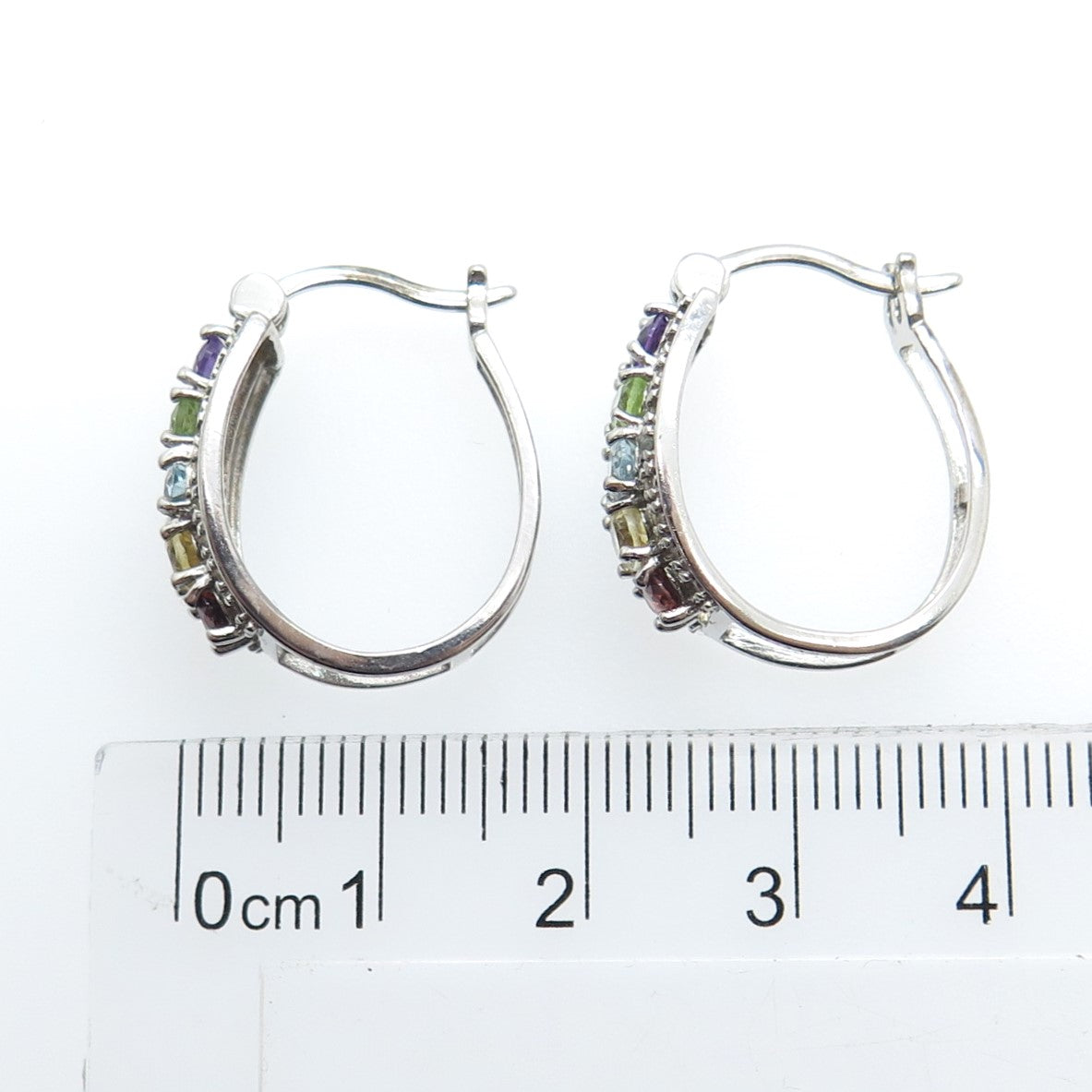 ROSS SIMONS 925 Sterling Silver Real Diamond Accent & Multi-Color Gem Earrings