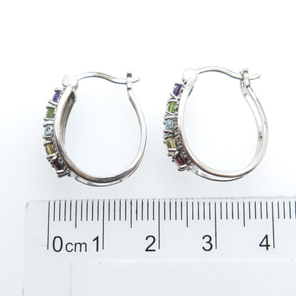 ROSS SIMONS 925 Sterling Silver Real Diamond Accent & Multi-Color Gem Earrings