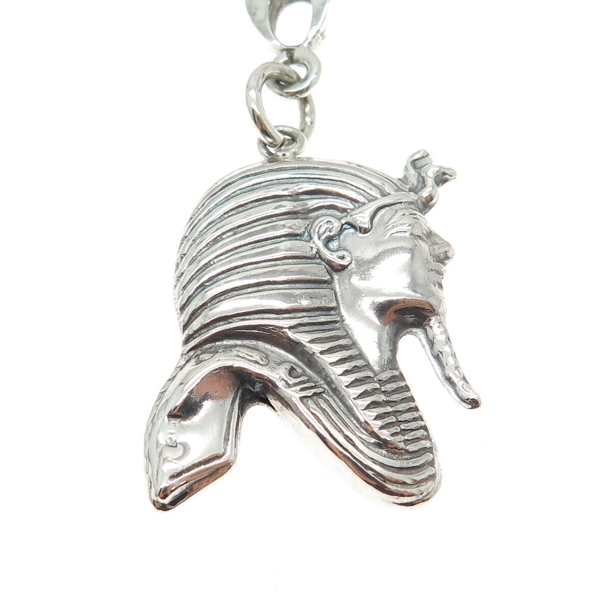 800 Silver Vintage Egypt Pharaoh Key Fob Chain Holder