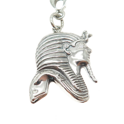 800 Silver Vintage Egypt Pharaoh Key Fob Chain Holder