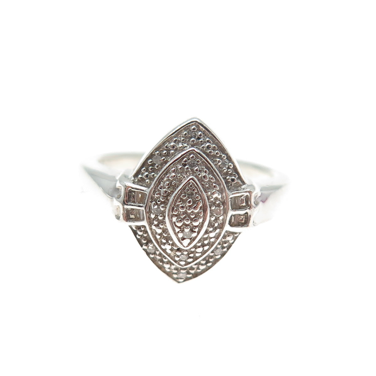 LUCENT LJ 925 Sterling Silver Real Round-Cut Diamond Promise Ring Size 6.5