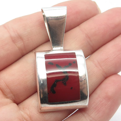 925 Sterling Silver Vintage Real Jasper Gemstone Pendant