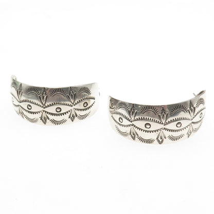 Wilbur Tracy Navajo Old Pawn 925 Sterling Silver Southwestern Half Hoop Earrings