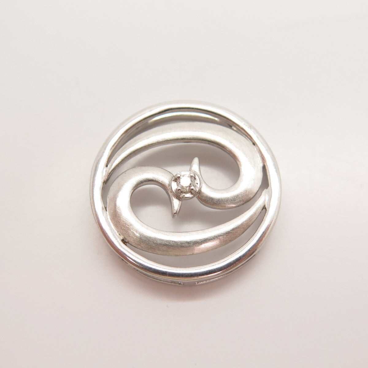 925 Sterling Silver Real White Diamond Gemini Zodiac Sign Round Pendant