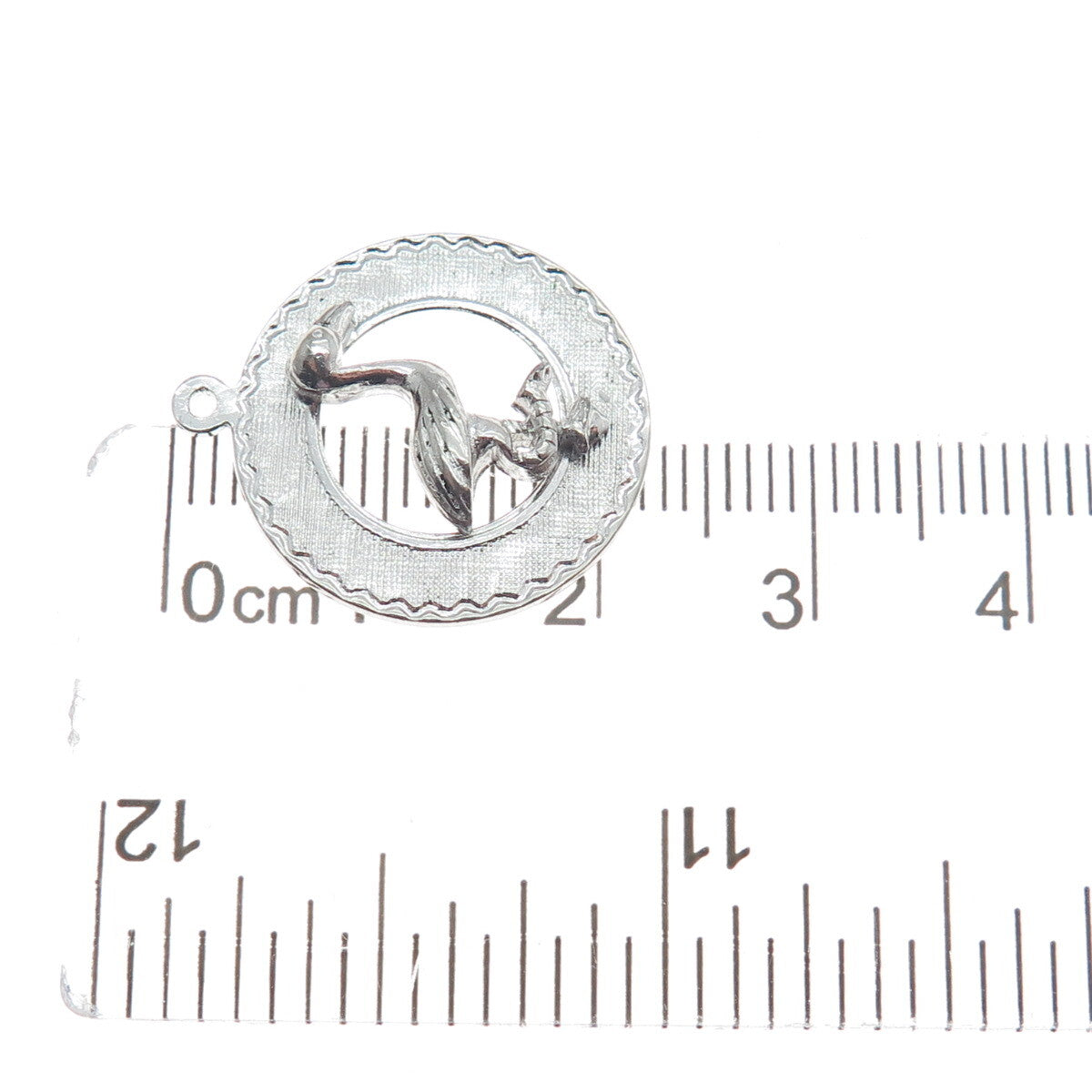 ELCO 925 Sterling Silver Vintage Flamingo Bird Minimalist Round Charm Pendant