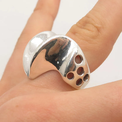 925 Sterling Silver Vintage Modernist Ring Size 7