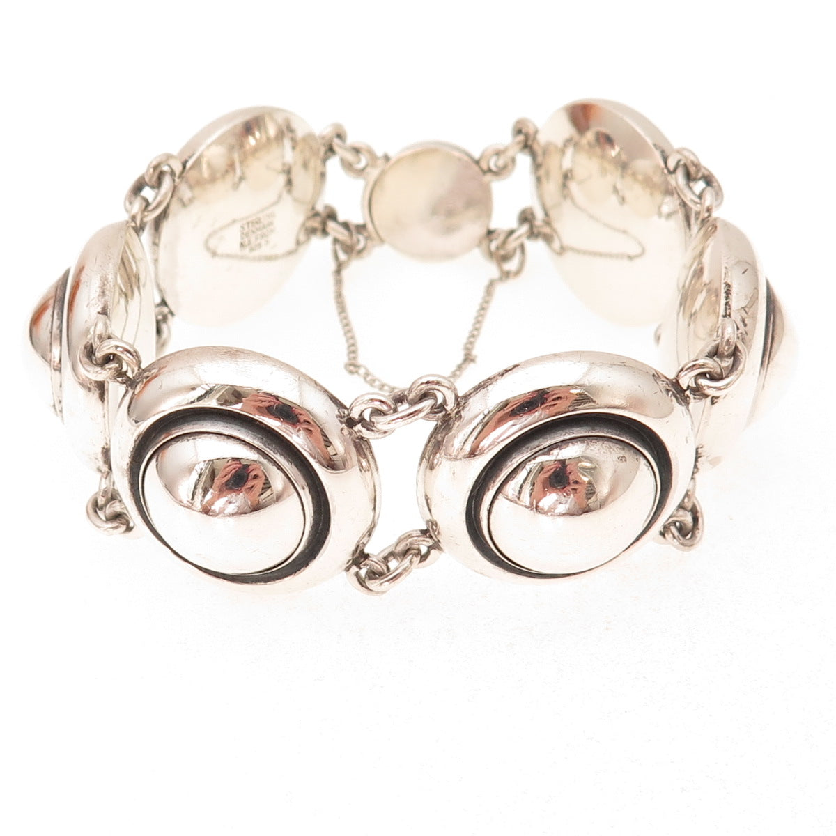 Niels Erik From 925S Sterling Silver Vintage Denmark Modernist Dome Bracelet 7"