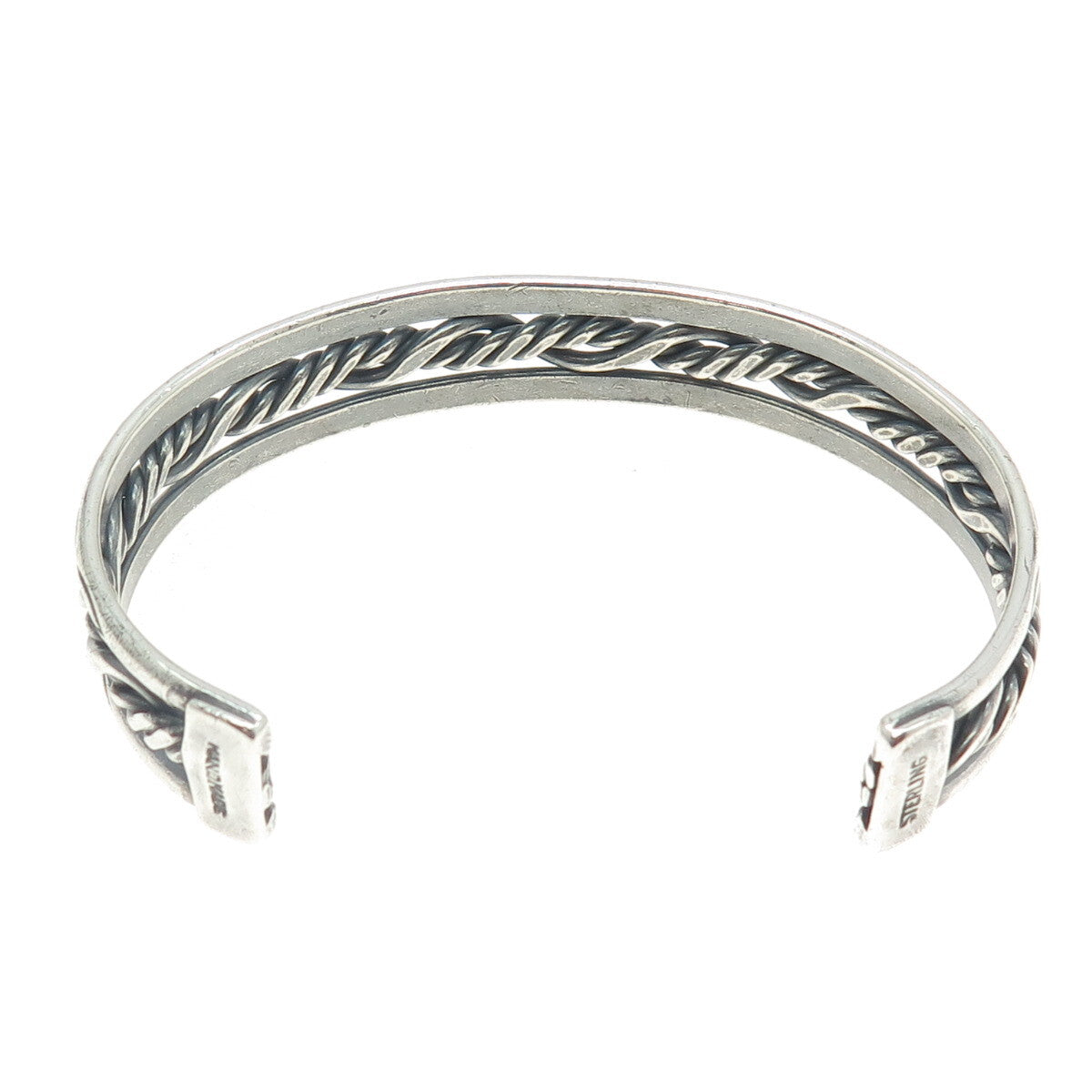 Old Pawn 925 Sterling Silver Southwestern Twisted Rope Adjustable Bracelet 7"