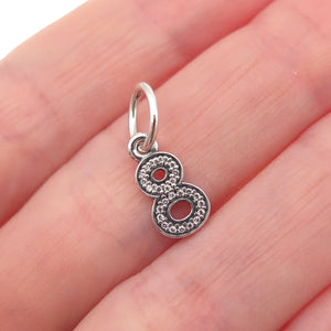 Pandora 925 Sterling Silver C Z Lucky Number 8 Dangle Charm Pendant