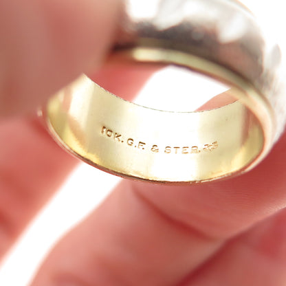 Vargas 925 Sterling 10K Gold Filled Antique Art Deco Rotating Band Ring Size 6
