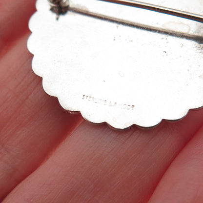 Lamode 925 Sterling Silver Antique Art Deco Engravable Floral Pin Brooch