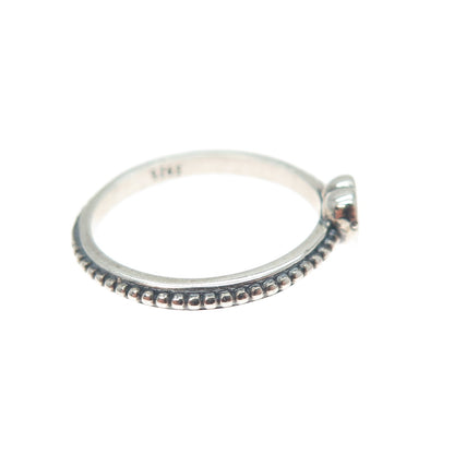 925 Sterling Silver Heart-Cut C Z Granulated Oxidized Ring Size 5