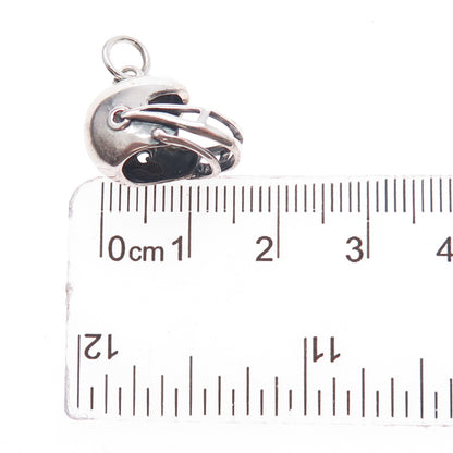 925 Sterling Silver Vintage Football Helmet Mini 3D Charm Pendant