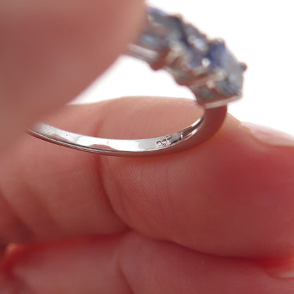 Chuck Clemency 925 Sterling Silver Real Oval & Round-Cut Tanzanite Ring Size 8