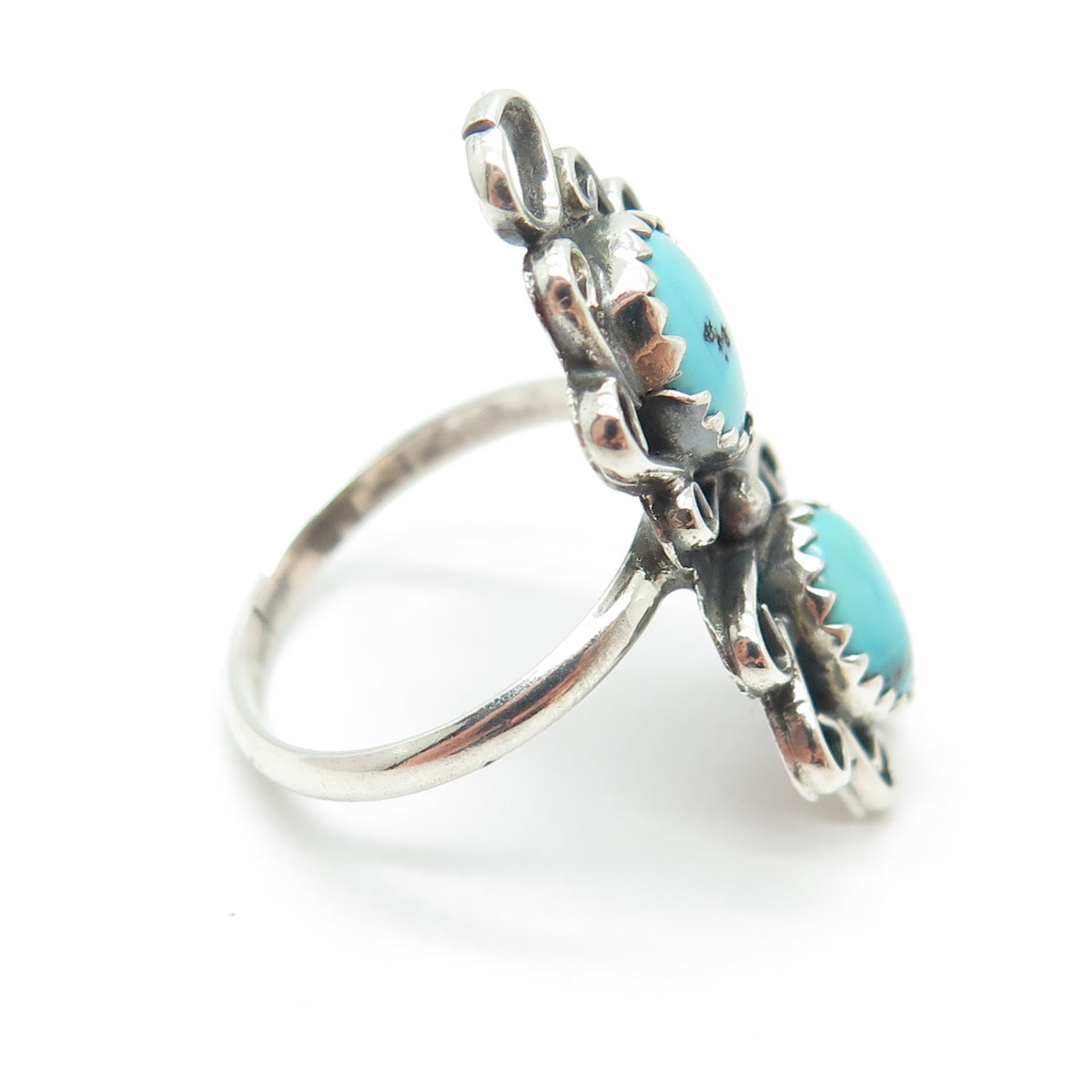 Old Pawn 925 Sterling Silver Vintage Southwestern Turquoise Tribal Ring Size 6.5