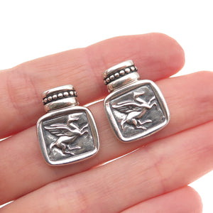 Ecclissi 925 Sterling Silver Vintage Pegasus Oxidized Earrings