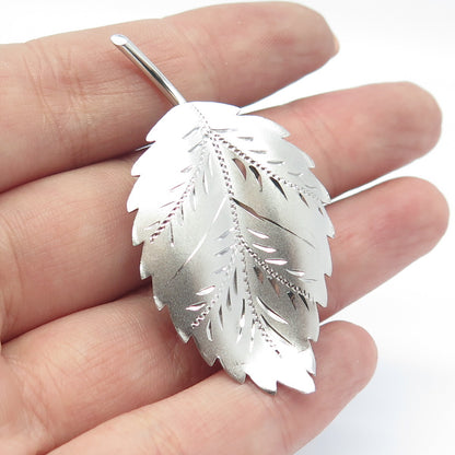 CHARLES REIS 925 Sterling Silver Antique Art Deco Leaf Floral Pin Brooch
