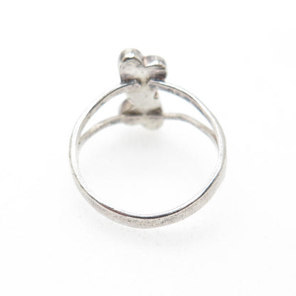Old Pawn 925 Sterling Silver Vintage Turquoise Inlay Couple Heart Ring Size 6