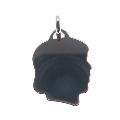 A & Z 925 Sterling Silver Vintage Girl's Face Profile Minimalist Charm Pendant