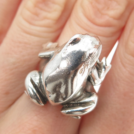 925 Sterling Silver Vintage Frog For Good Luck Ring Size 5.75