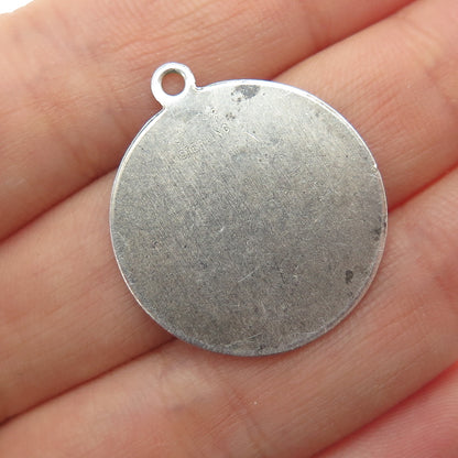 Rosecraft Sterling Silver Vintage Engraved Kings Island Round Tag Charm Pendant