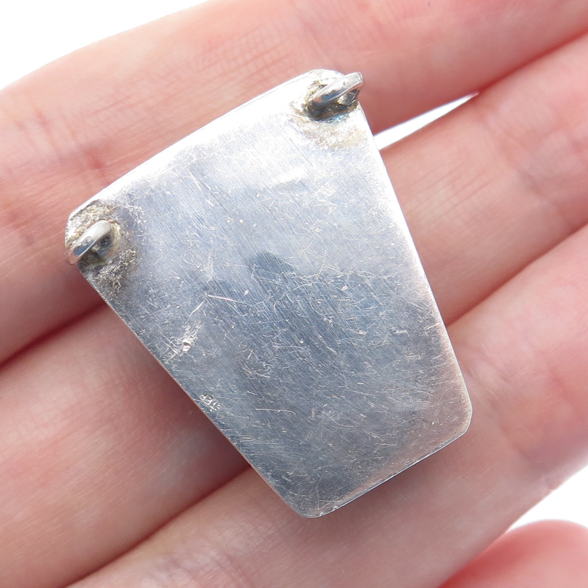 925 Sterling Silver Vintage Real Sodalite Modernist Slide Pendant