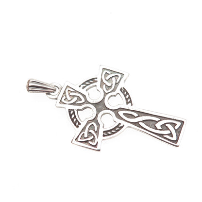 Thomas O'Connor 925 Sterling Vintage Dublin Celtic Cross Oxidized Charm Pendant
