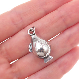Georg Jensen 925 Sterling Silver Vintage Denmark Fish Oxidized 3D Charm Pendant