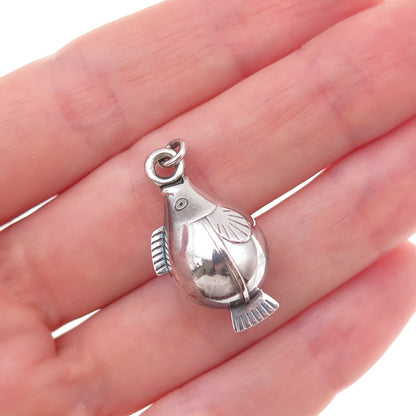Georg Jensen 925 Sterling Silver Vintage Denmark Fish Oxidized 3D Charm Pendant