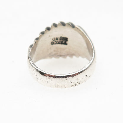 925 Sterling Silver Vintage Modernist Ribbed Oxidized Ring Size 7.5