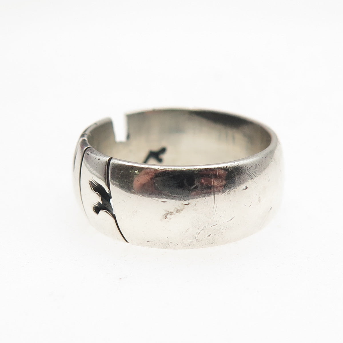 925 Sterling Silver Vintage Elaine Oxidized Name Band Ring Size 7