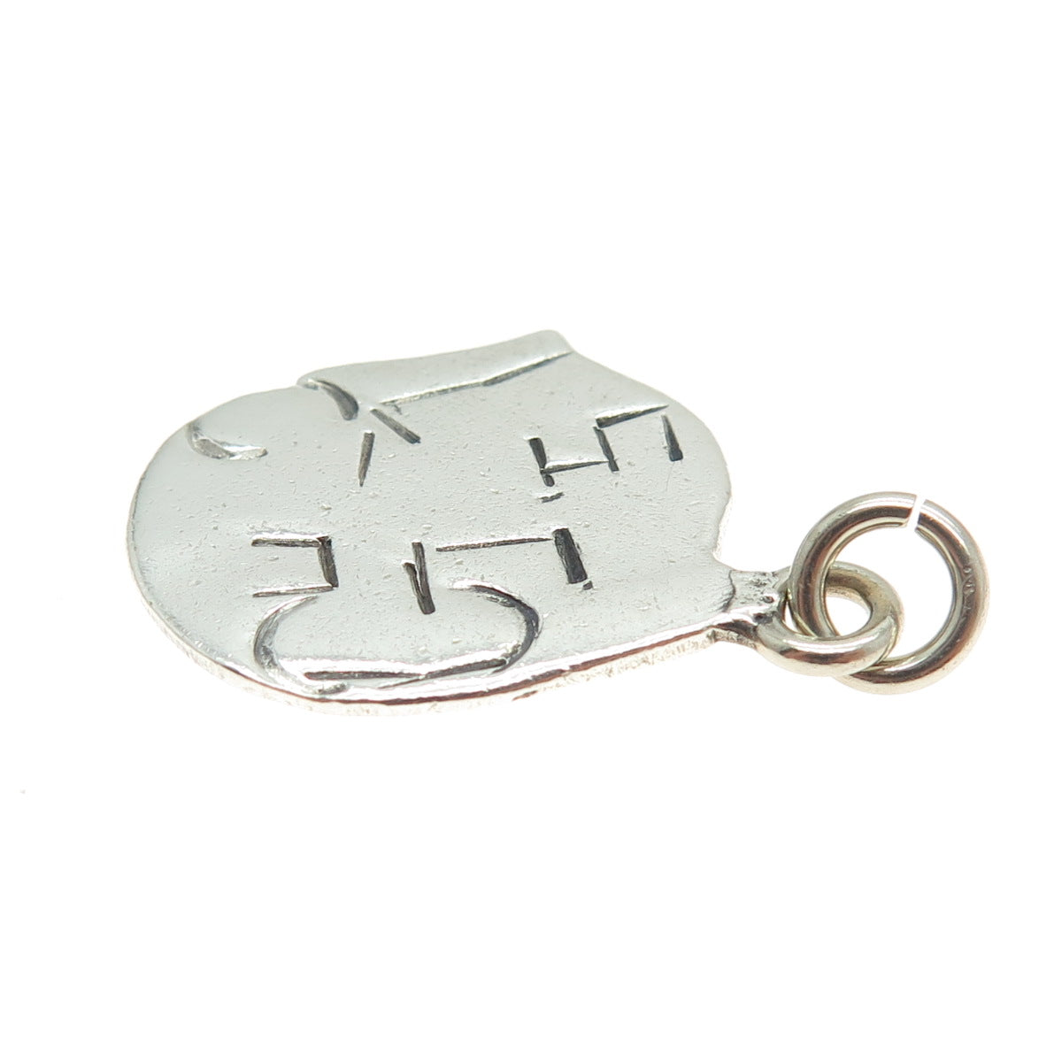 925 Sterling Silver Vintage Engraved Modernist Tag Charm Pendant