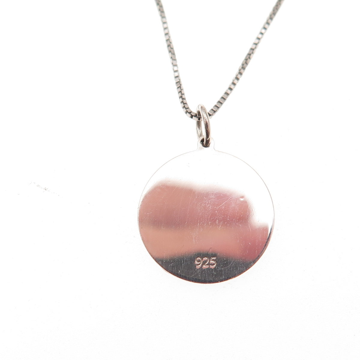925 Sterling Silver Red Enamel Female Symbol Heart Box Chain Necklace 18"