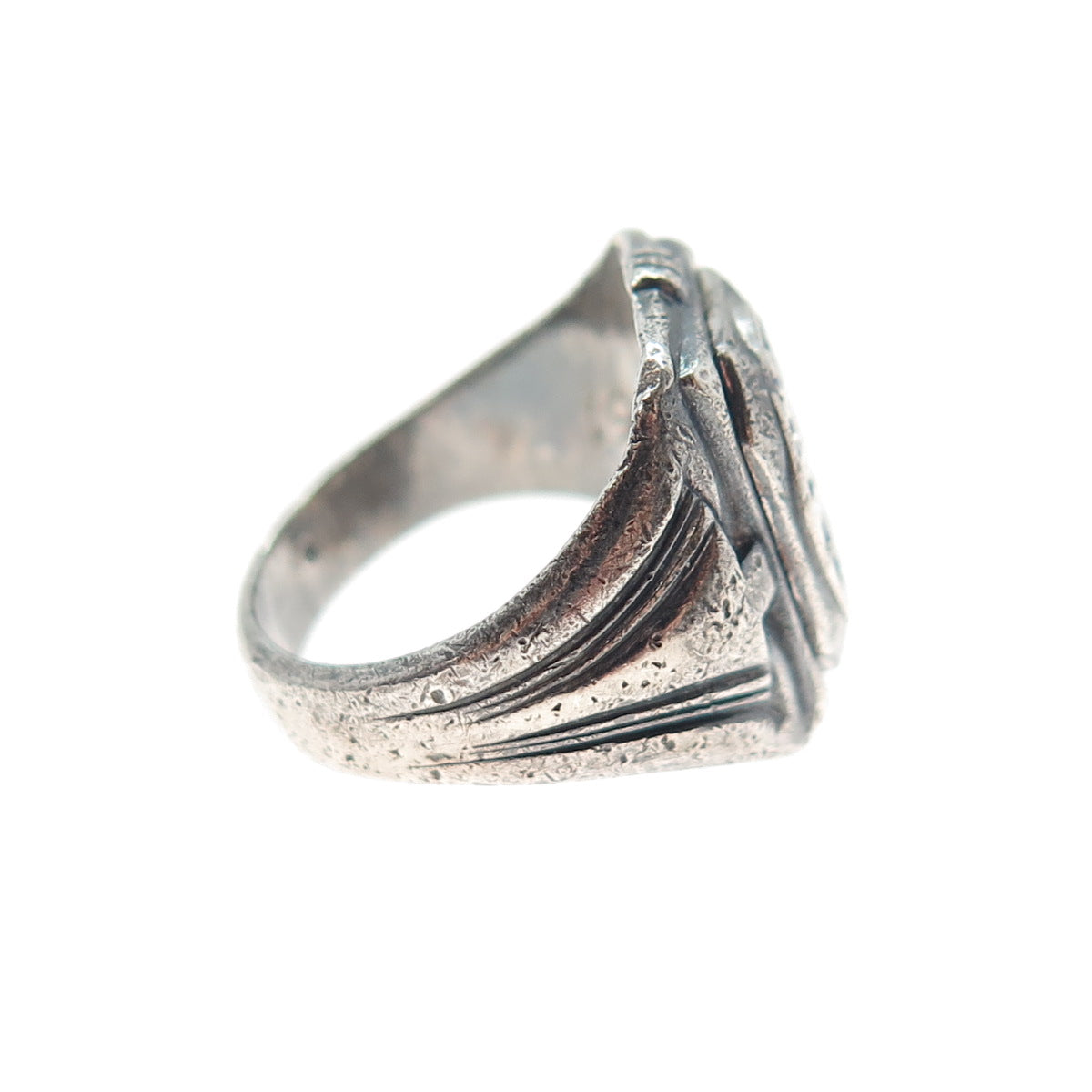 SK & F 925 Sterling Silver Antique Enamel St. James School Oxidized Ring Size 4