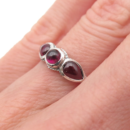925 Sterling Silver Vintage Real Tourmaline Oxidized Ring Size 4.75