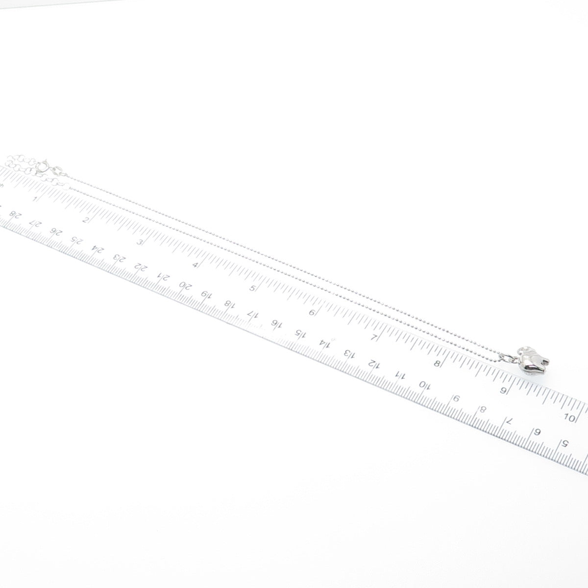 925 Sterling Silver Italy Puffy Elephant Pendant Beaded Chain Necklace 16-18"