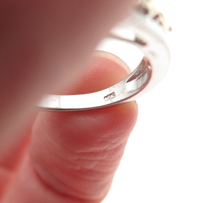 Chuck Clemency 925 Sterling Silver 2-Tone Real Diamond & Emerald Ring Size 8.25