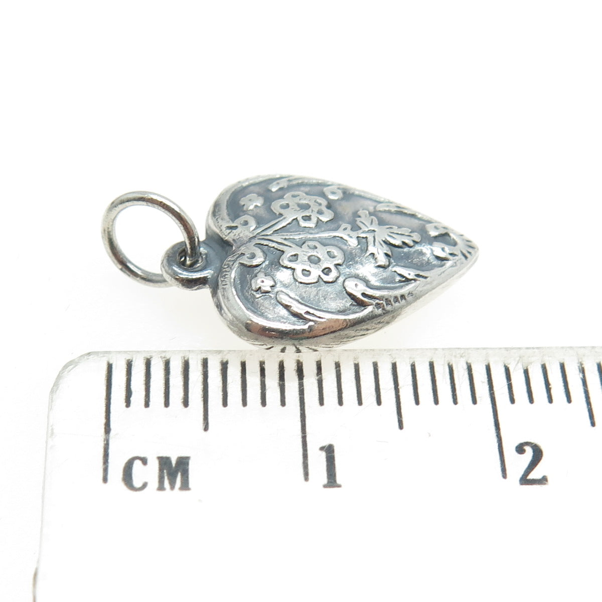925 Sterling Silver Antique Art Deco Ornate Heart Charm Pendant