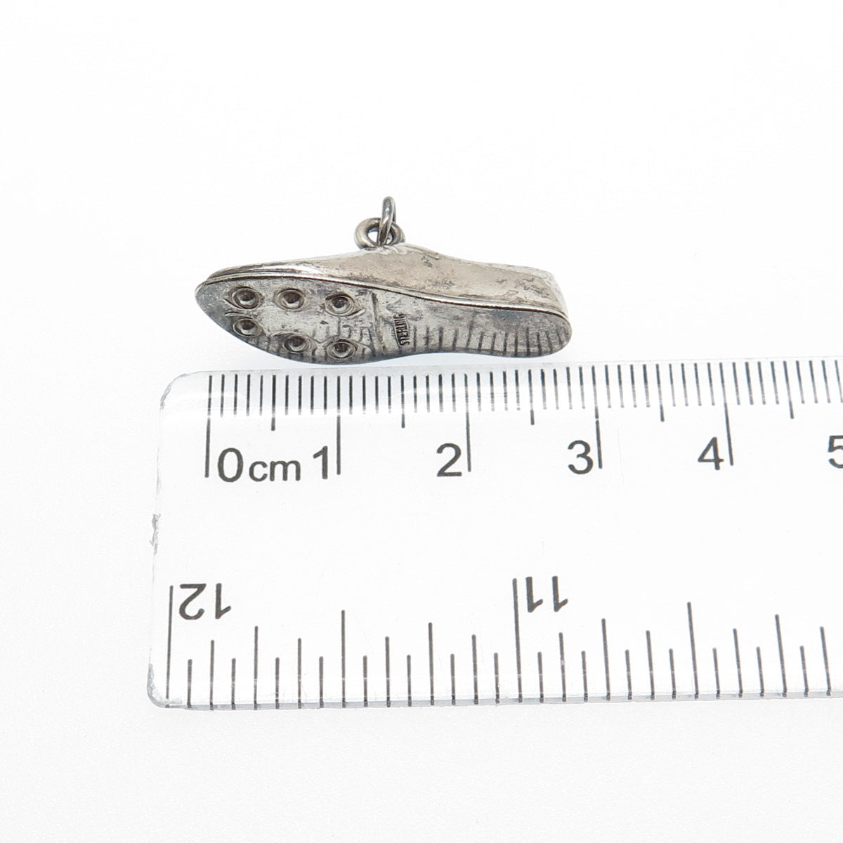 925 Sterling Silver Vintage Golf Shoe Oxidized 3D Charm Pendant